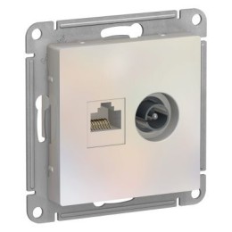 ATN000489 Atlasdesign Розетка двойная ТВ + компьютерная RJ45, кат. 5Е, Жемчуг Schneider Electric