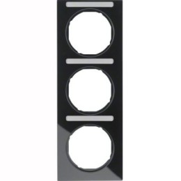 10132225 Рамка с полем для надписей R.3 Черный с блеском 3-постовая вертикальная Berker
