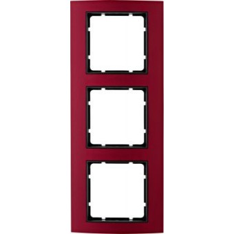 10133012 Рамка B.3 Красный / Антрацит 3-постовая вертикальная Berker