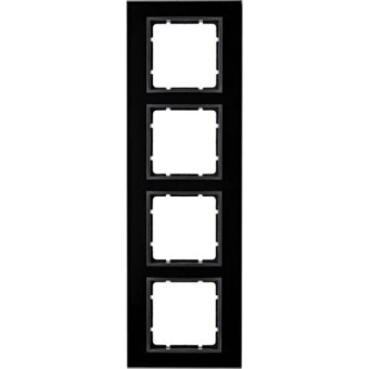 10146616 Рамка B.7 Черное стекло 4-постовая вертикальная Berker
