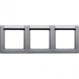 10236014 Рамка с полем для надписей Q.1 Алюминий с эффектом бархата 3-постовая Berker