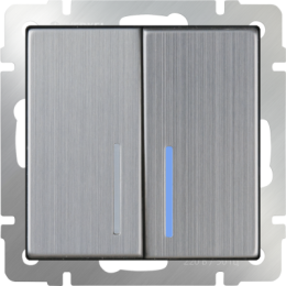 WL02-SW-2G-2W-LED Выключатель двухклавишный проходной с подсветкой (глянцевый никель) Antik Werkel a030793