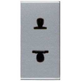 N2135 PL Розетка стандартная смешанная в сборе без заземления, 16А / 250В, серия Zenit, цвет серебристый, ABB