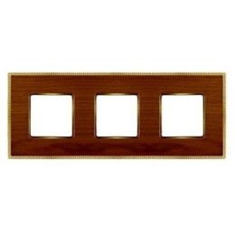 FD01453COB Рамка Belle Epoque Wood Cherry / Bright gold 3-постовая гор/верт. Fede