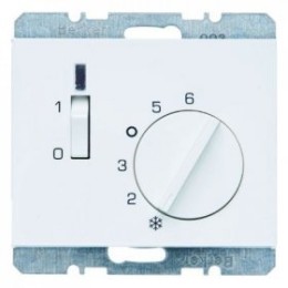 20307109 Регулятор температуры помещения с размыкающим контактом, центральной панелью, одноклавишным выключателем и светодиодом цвет: полярная белизна, с блеском K.1 Berker