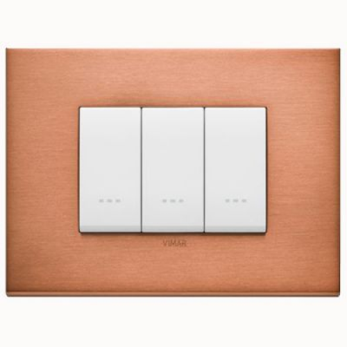 22653.86 Рамка Eikon EXE Сатиновая медь 3-модульная Vimar