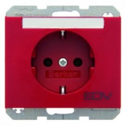 47397115 Штепсельная розетка SCHUKO с символом и полем для надписи цвет: красный, с блеском K.1/K.5 Berker