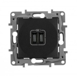 672635 Зарядное устройство с двумя USB-разьемами тип C-тип С 240В/5В 3000мА - Etika - Цвет Антрацит Legrand