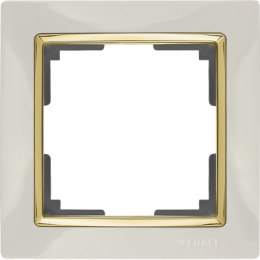 WL03-Frame-01-ivory-GD Рамка на 1 пост (слоновая кость/золото) Snabb Werkel a035247