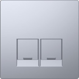 MTN4572-6036 D-life центр. накладка для 2-х мод. разъемов, пол. для надписи se, нерж. сталь Merten