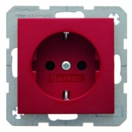 41438912 Штепсельная розетка SCHUKO цвет: красный, с блеском S.1/B.3/B.7 Glas Berker