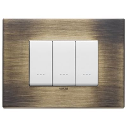 22653.87 Рамка Eikon EXE Античная бронза сатиновая 3-модульная Vimar