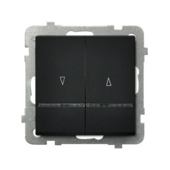 Ospel Sonata Черный металлик Выключатель жалюзийный с подсветкой, без рамки LP-7RS/m/33