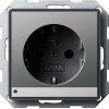 117020 Розетка с заземляющим контактами и светодиодной подсветкой Сталь Gira E22