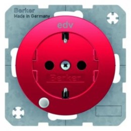 41102022 Штепсельная розетка SCHUKO с контрольным LED, красная, с блеском R.1/R.3 Berker