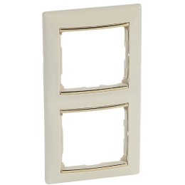774156 Рамка Valena Слоновая кость / Золото 2-постовая вертикальная Legrand