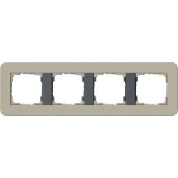 0214428	 Рамка с антрацитовой подложкой E3 Светло-бежевый / Антрацит 4-постовая Gira