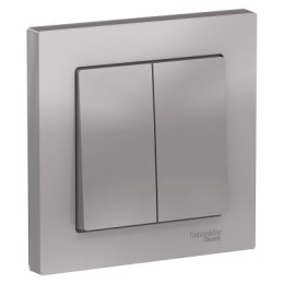 ATN000352 Atlasdesign 2-клавишный Выключатель, сх.5, 10АХ, в сборе, Алюминий Schneider Electric