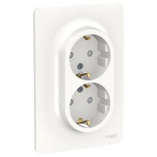 NU206718 Розетка двойная, со шторками, с заземлением, винт. зажим., Белый Schneider Electric NU206718 Розетка двойная, со шторками, с заземлением, винт. зажим., Белый Schneider Electric