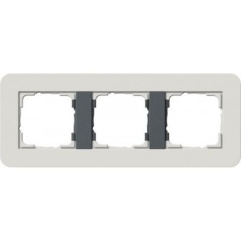 0213421	 Рамка с антрацитовой подложкой E3 Светло-серый / Антрацит 3-постовая Gira