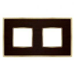 FD01452WOB Рамка Belle Epoque Wood Wenge / Bright gold 2-постовая гор/верт. Fede