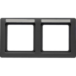 10226016 Рамка с полем для надписей Q.1 Антрацит с эффектом бархата 2-постовая Berker