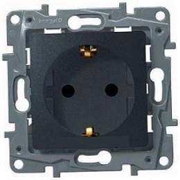 672621 Розетка 2К+З - немецкий стандарт - винтовые зажимы - 16 А - 250 В~ - Etika - антрацит Legrand