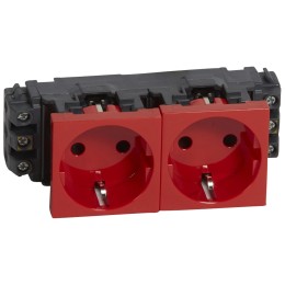 077612 Mosaic DLP Розетка 4м 2Х2к+З немецкий стандарт красная Legrand