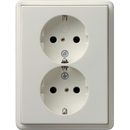 078340 Двойная розетка с заземляющими контактами в комплекте с рамкой Белый Gira S-color