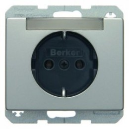 47399004 Штепсельная розетка SCHUKO с полем для надписей цвет: стальной, лак Arsys Berker