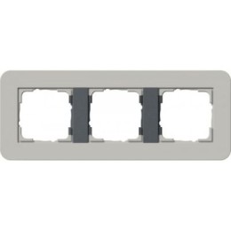 0213422	 Рамка с антрацитовой подложкой E3 Серый / Антрацит 3-постовая Gira