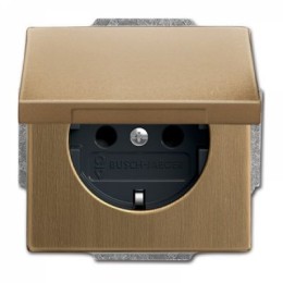 2018-0-1515 (20 EUK-840-500), Розетка SCHUKO 16А 250В с крышкой, серия Династия, Латунь античная, ABB