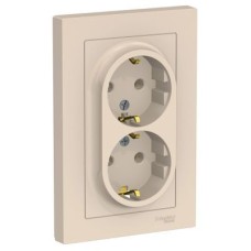 ATN000224 Atlasdesign Розетка двойная с заземлением, 16А, в сборе, Бежевый Schneider Electric ATN000224 Atlasdesign Розетка двойная с заземлением, 16А, в сборе, Бежевый Schneider Electric