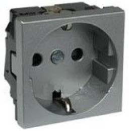 079213 Mosaic Розетка 2к+З немецкий стандарт, винтовые зажимы, алюминий Legrand