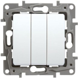 672213 Выключатель трехклавишный - Etika - 10 A - 250 В~ - белый Legrand