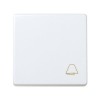 27150-65 Выключатель одноклавишный кнопочный с пиктограммой "звонок", 10А 250В, широкий модуль, Simon 27, белый