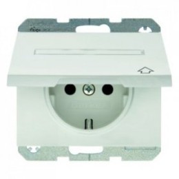 47527109 Штепсельная розетка SCHUKO с откидной крышкой и полем для надписи цвет: полярная белизна, с блеском K.1 Berker