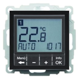 20446086 Регулятор температуры, с центральной панелью, Q.1/Q.3, цвет: антроцитовый, с эффектом бархата Berker