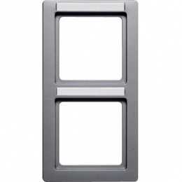 10126014 Рамка с полем для надписей Q.1 Алюминий с эффектом бархата 2-постовая вертикальная Berker