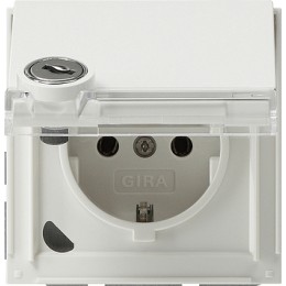044966 Розетка с запирающейся на ключ крышкой (однотипные замыкания) Белый Gira TX44