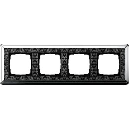 0214682 Рамка Classix Art Хром / Черный 4-постовая Gira