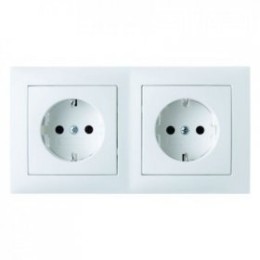 47208989 Штепсельная розетка SCHUKO, 2-местная с рамкой цвет: полярная белизна, с блеском S.1 Berker