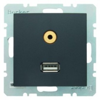 3315396086 BMO USB/3.5mm AUDIO, Q.1/Q.3, цвет: антрацитовый Berker