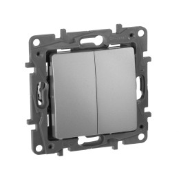 672412 Выключатель/переключатель двухклавишный - Etika - 10 A - 250 В~ - алюминий Legrand