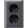 078328 Розетка двойная с заземляющими контактами в комплекте с рамкой Антрацит Gira