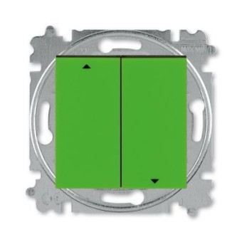 Выключатель жалюзи двухклавишный ABB Levit с фиксацией клавиш зелёный / дымчатый чёрный 3559H-A89445 67W 2CHH598945A6067
