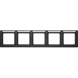10256016 Рамка с полем для надписей Q.1 Антрацит с эффектом бархата 5-постовая Berker