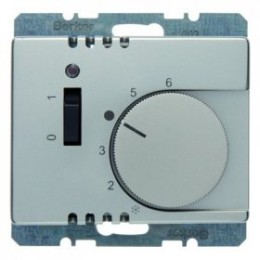 20309004 Регулятор температуры помещения с размыкающим контактом, центральной панелью, одноклавишным выключателем и светодиодом цвет: стальной, лак Arsys Berker