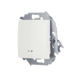 1591104-030 Выключатель одноклавишный с подсветкой, 16А 250В, винтовой зажим, белый Simon 15