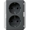 273128 Двойная розетка с заземляющими контактами для 1-местной коробки скрытого монтажа с защитой от детей Антрацит Gira